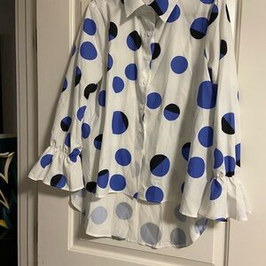 Polka Dot Button-Up Blouse